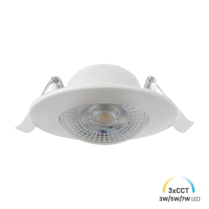 Oczko Sufitowe Okrągłe Ruchome 3/5/7W 3CCT Natynk/Podtynk Biały EKZ2669 Eko-Light