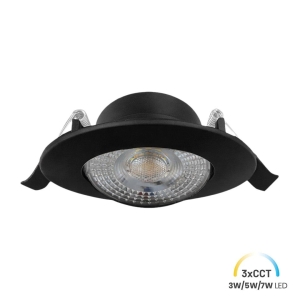Oczko Sufitowe Okrągłe Ruchome 3/5/7W 3CCT Natynk/Podtynk Czarny EKZ2670 Eko-Light