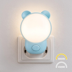 Lampka Nocna Bear Wtykowa 1,2W 2CCT Niebieski EKW0088 Eko-Light