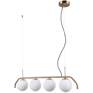 Lampa wisząca podłużna złota z czterema szklanymi kulami PND-3300-4-HBR Italux