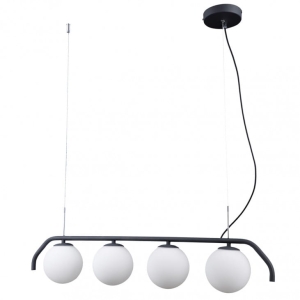 Lampa wisząca podłużna czarna z czterema szklanymi kulami PND-3300-4-BK Italux