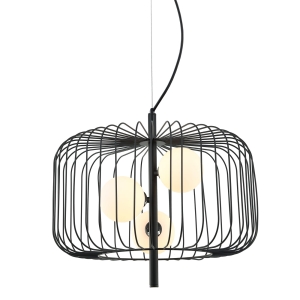 Lampa wisząca druciana czarna ze szklanymi kloszami średnica 45cm zaokrąglone rogi MDM-3936/3 BK Italux