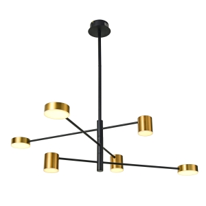 Lampa wisząca LED 26,6W nowoczesna na stabilnym pręcie czarno-złota PND-16374-6 BK+GD Italux