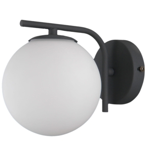 Kinkiet lampa ścienna czarna z białym szklanym kloszem WL-5510-1-BK Italux