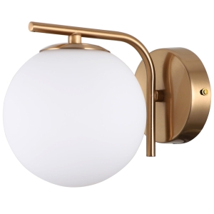 Kinkiet lampa ścienna złoty z białym szklanym kloszem WL-5510-1-HBR Italux