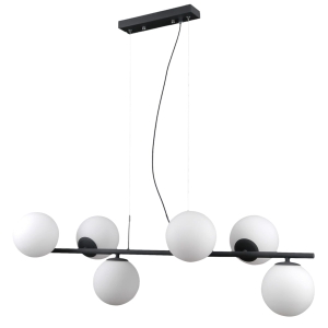 Lampa wisząca podłużna czarna z sześcioma szklanymi kulami PND-5510-6-BK Italux