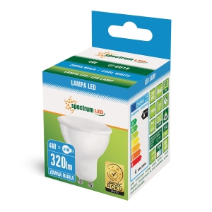 ŻARÓWKA LED 4W zimna 6000K GU10 WOJ+13260 SPECTRUMLED