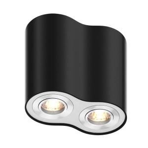 Zuma Line Rondoo Spot podwójna tuba natynkowa kolor czarny metal, 2*GU10 IP20 - 50407-BK